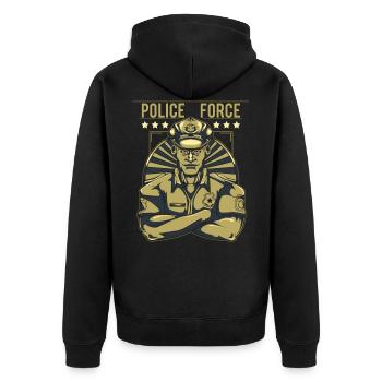 Polizei - Unisex Premium Bio Zip Hoodie - Schwarz - Hinten - Nico (187cm)