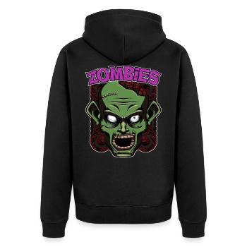 Zombies - Unisex Premium Bio Zip Hoodie - Schwarz - Hinten - Nico (187cm)
