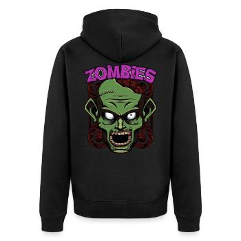 Zombie Gesicht Zombies Untote Horror Geschenkidee - Unisex Premium Bio Zip Hoodie - Schwarz - Hinten - Nico (187cm)