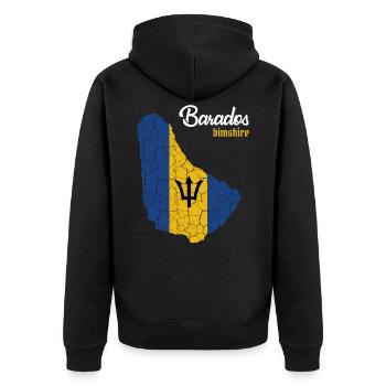 Barbados - Unisex Premium Bio Zip Hoodie - Schwarz - Hinten - Nico (187cm)