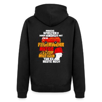 Fire brigade - Unisex Premium Organic Zip Hoodie - black - Back - Nico (187cm)