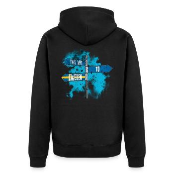 Schweden - Unisex Premium Bio Zip Hoodie - Schwarz - Hinten - Nico (187cm)