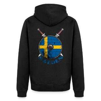 Schweden - Unisex Premium Bio Zip Hoodie - Schwarz - Hinten - Nico (187cm)