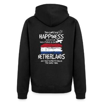 Netherlands - Unisex Premium Organic Zip Hoodie - black - Back - Nico (187cm)