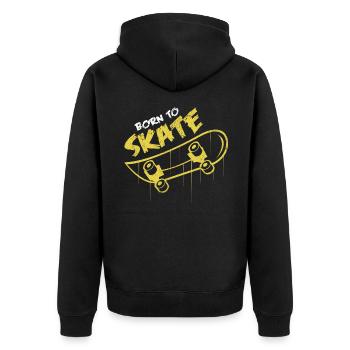 Born To Skate | Skateboard Statement Geschenkidee - Unisex Premium Bio Zip Hoodie - Schwarz - Hinten - Nico (187cm)