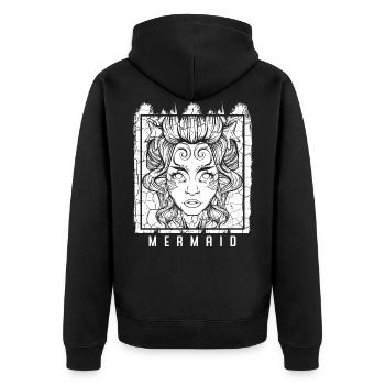 Meerjungfrauen - Unisex Premium Bio Zip Hoodie - Schwarz - Hinten - Nico (187cm)