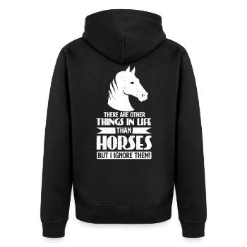 Pferd Spruch Lustig Geschenk Lustig Pferde - Unisex Premium Bio Zip Hoodie - Schwarz - Hinten - Nico (187cm)