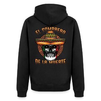 Mexikanisch Totenkopf Mexiko Sombrero Geschenkidee - Unisex Premium Bio Zip Hoodie - Schwarz - Hinten - Nico (187cm)