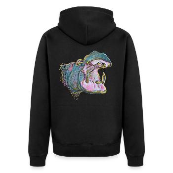 hippo - Unisex Premium Organic Zip Hoodie - black - Back - Nico (187cm)