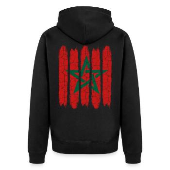 Marokko - Unisex Premium Bio Zip Hoodie - Schwarz - Hinten - Nico (187cm)