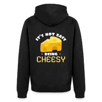 cheese - Unisex Premium Organic Zip Hoodie - black - Back - Nico (187cm)