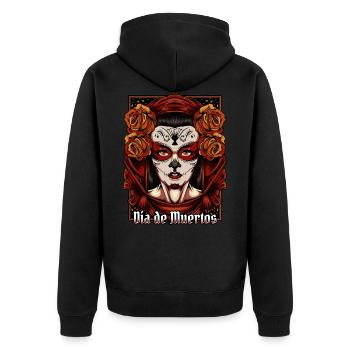 La Catrina | Cadeau du jour de la fête des morts au Mexique - Veste à capuche bio Premium Unisexe - noir - Dos - Nico (187cm)
