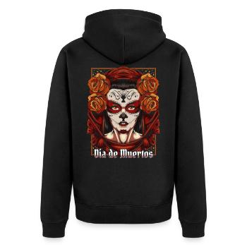 Tag Der Toten - Unisex Premium Bio Zip Hoodie - Schwarz - Hinten - Nico (187cm)