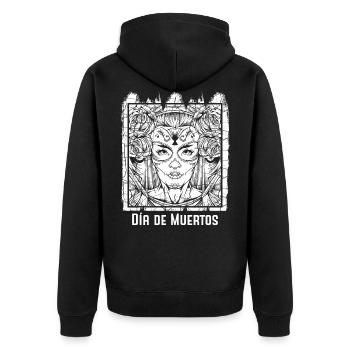 Tag Der Toten - Unisex Premium Bio Zip Hoodie - Schwarz - Hinten - Nico (187cm)