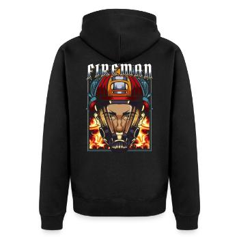 Feuerwehrmann - Unisex Premium Bio Zip Hoodie - Schwarz - Hinten - Nico (187cm)