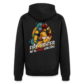 Firefighter superhero statement sayings gift idea - Unisex Premium Organic Zip Hoodie - black - Back - Nico (187cm)