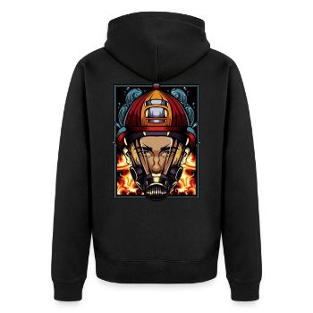 fire Department - Unisex Premium Organic Zip Hoodie - black - Back - Nico (187cm)