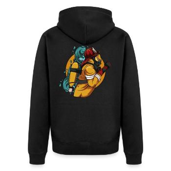fire Department - Unisex Premium Organic Zip Hoodie - black - Back - Nico (187cm)