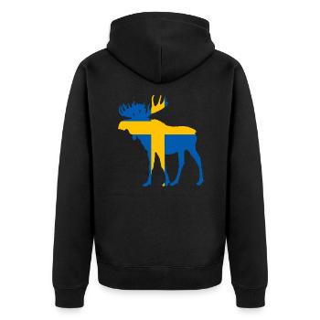 Schweden Elch Flagge - Unisex Premium Bio Zip Hoodie - Schwarz - Hinten - Nico (187cm)