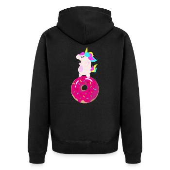 Unicorn Donut - Unisex Premium Bio Zip Hoodie - Schwarz - Hinten - Nico (187cm)