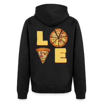 Pizza Love - Unisex Premium Bio Zip Hoodie - Schwarz - Hinten - Nico (187cm)
