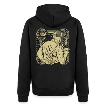 fencing - Unisex Premium Organic Zip Hoodie - black - Back - Nico (187cm)