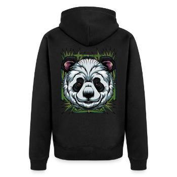 Pandabär - Unisex Premium Bio Zip Hoodie - Schwarz - Hinten - Nico (187cm)