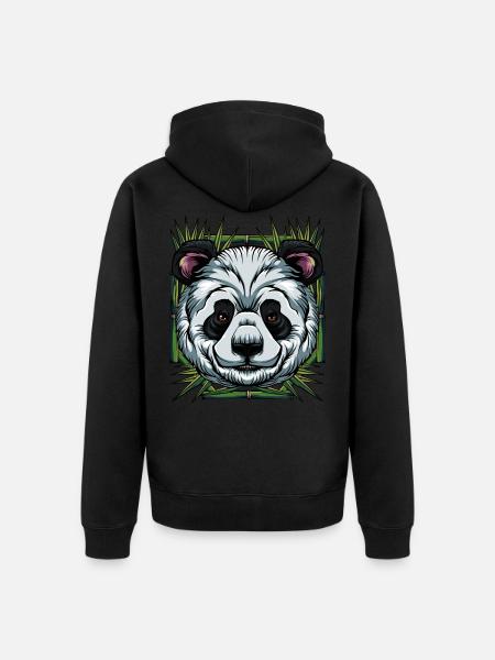 Pandabär - Unisex Premium Bio Zip Hoodie - Schwarz