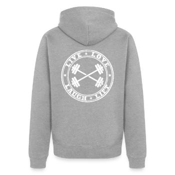 weightlifting - Unisex Premium Organic Zip Hoodie - heather grey - Back - Nico (187cm)