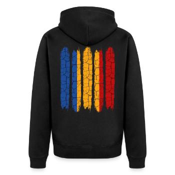 Trendy Tschad Modern Nationalfarben Geschenkidee - Unisex Premium Bio Zip Hoodie - Schwarz - Hinten - Nico (187cm)
