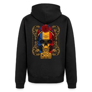 Tschadisch Totenkopf Republik Tschad Geschenkidee - Unisex Premium Bio Zip Hoodie - Schwarz - Hinten - Nico (187cm)