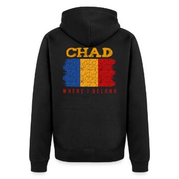Chad Where I Belong Statement Saying Gift - Unisex Premium Organic Zip Hoodie - black - Back - Nico (187cm)