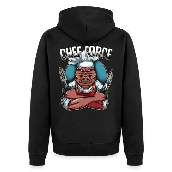Couteau de cuisine chef sanglier - Veste à capuche bio Premium Unisexe - noir - Dos - Nico (187cm)