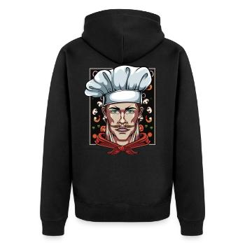 Küchenchef Chefkoch Chef Köche Restaurant Kochen - Unisex Premium Bio Zip Hoodie - Schwarz - Hinten - Nico (187cm)