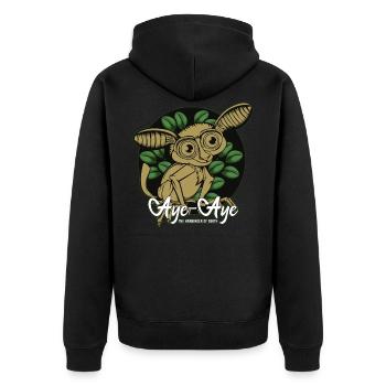 Aye-Aye Niedlich Fingertier Nachtaktiv Geschenk - Unisex Premium Bio Zip Hoodie - Schwarz - Hinten - Nico (187cm)
