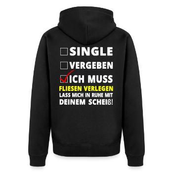 Fliesenleger Spruch Geschenk - Unisex Premium Bio Zip Hoodie - Schwarz - Hinten - Nico (187cm)