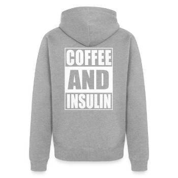 Coffee insulin diabetes diabetic gift - Unisex Premium Organic Zip Hoodie - heather grey - Back - Nico (187cm)