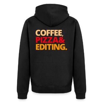 Video Foto Editor Editieren Kaffee Geschenk - Unisex Premium Bio Zip Hoodie - Schwarz - Hinten - Nico (187cm)