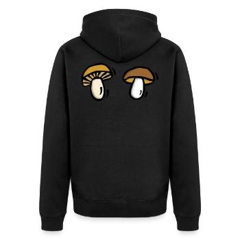 Steinpilz Butterpilz Champignon Pilz Pilze Sammeln - Unisex Premium Bio Zip Hoodie - Schwarz - Hinten - Nico (187cm)
