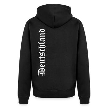 Deutschland - Unisex Premium Bio Zip Hoodie - Schwarz - Hinten - Nico (187cm)