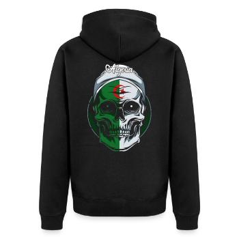 Algerien - Unisex Premium Bio Zip Hoodie - Schwarz - Hinten - Nico (187cm)