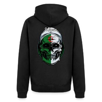 Totenkopf Demokratische Volksrepublik Algerien - Unisex Premium Bio Zip Hoodie - Schwarz - Hinten - Nico (187cm)