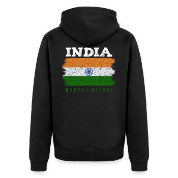 Indien - Unisex Premium Bio Zip Hoodie - Schwarz - Hinten - Nico (187cm)