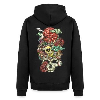 Brain Doodle - Unisex Premium Organic Zip Hoodie - black - Back - Nico (187cm)