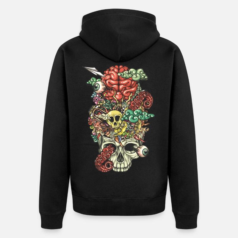 Griffonnage du cerveau - Veste à capuche bio Premium Unisexe - noir