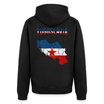 Bundesrepublik Jugoslawien Länderumriss Geschenk - Unisex Premium Bio Zip Hoodie - Schwarz - Hinten - Nico (187cm)