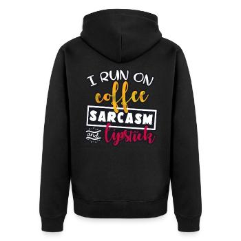 Rouge à lèvres café - Veste à capuche bio Premium Unisexe - noir - Dos - Nico (187cm)