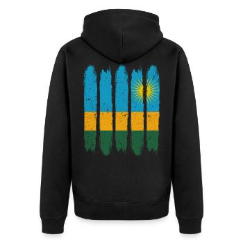 Ruanda - Unisex Premium Bio Zip Hoodie - Schwarz - Hinten - Nico (187cm)