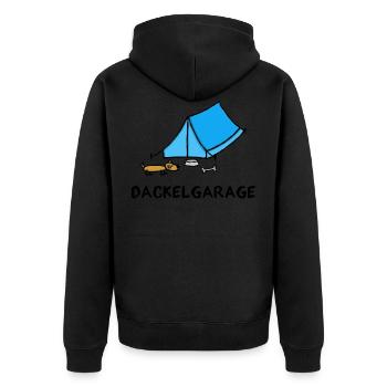 Zelt Zelten Campen Camping Hund Dackelgarage - Unisex Premium Bio Zip Hoodie - Schwarz - Hinten - Nico (187cm)