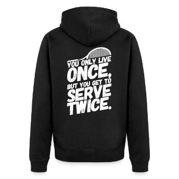 Tennis tennis player sayings serve - Unisex Premium Organic Zip Hoodie - black - Back - Nico (187cm)